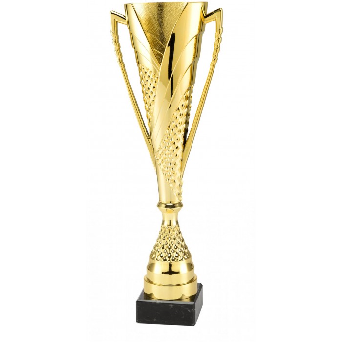 GOLD CONICAL HANDLED PLASTIC TROPHY CUP - AVAILABLE IN 3 SIZES - 12.5'' TO 16''